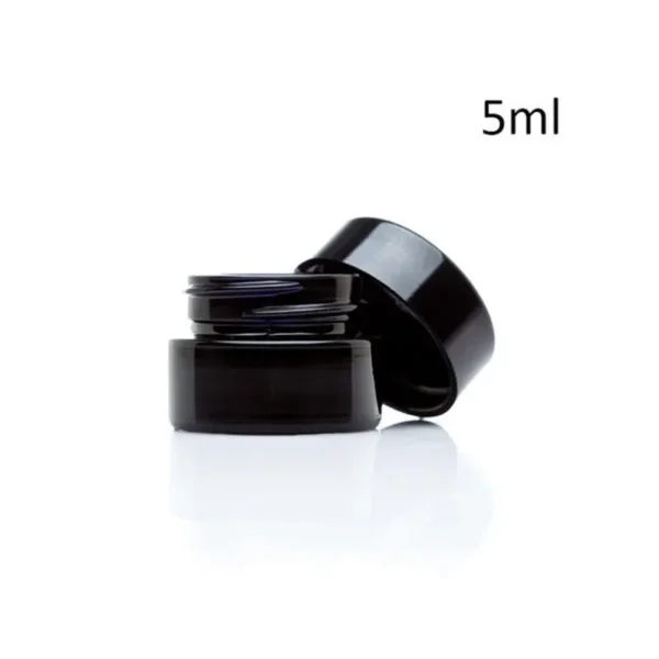 black glass cosmetic jars