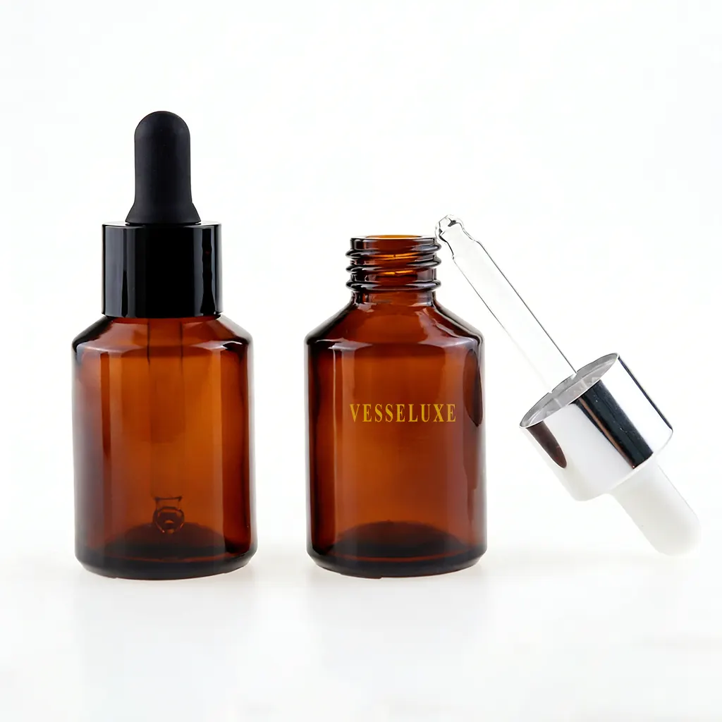 amber glass bottle with dropper