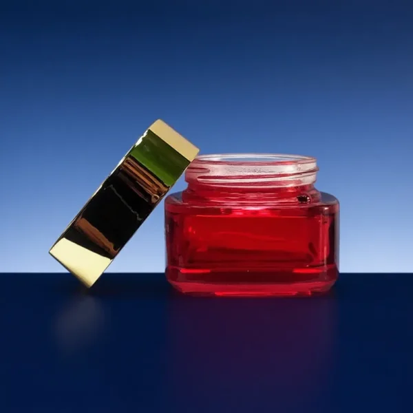 coloured glass cosmetic jars