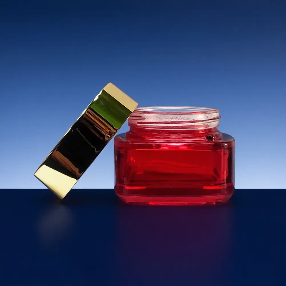 coloured glass cosmetic jars