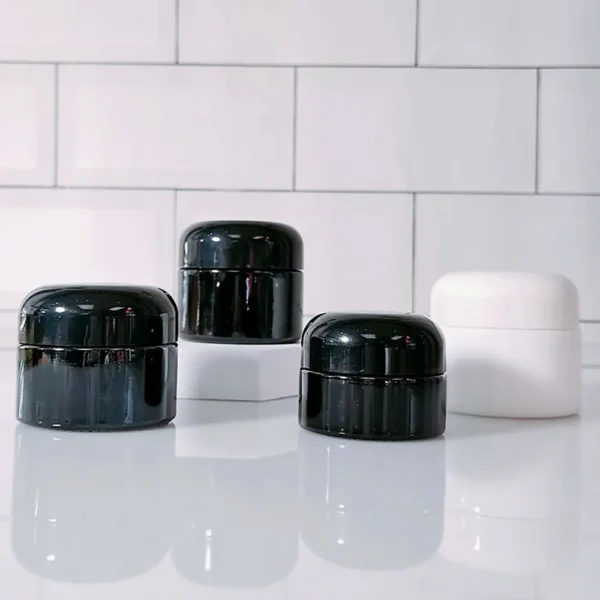 cream glass jar