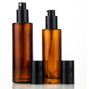amber bottles with pump and sprayer