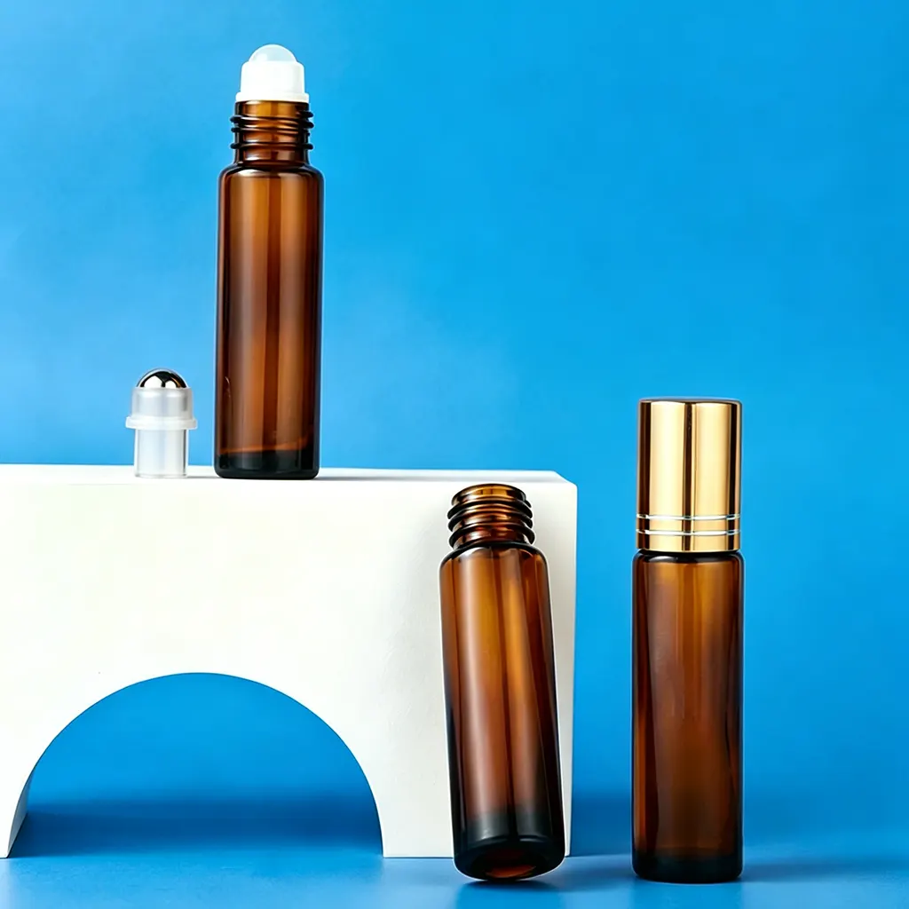 amber roll on glass bottles