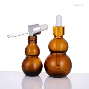 brązowe butelki z kroplomierzem