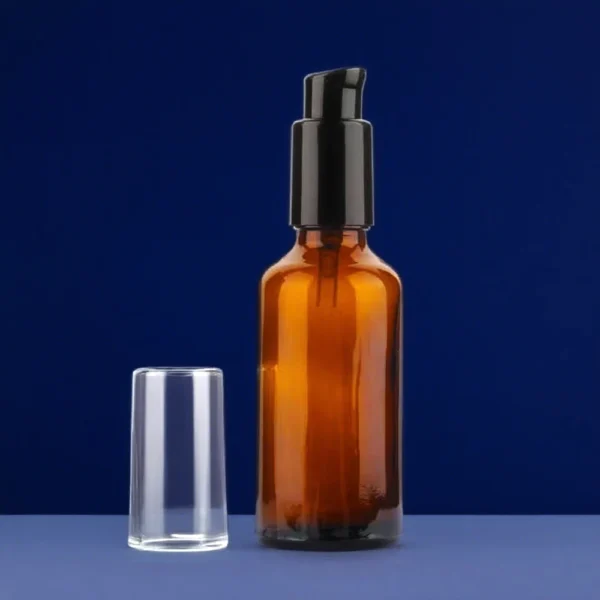 brown glass bottles with pump