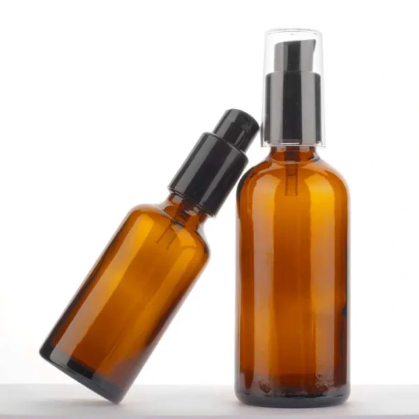 glass amber pump bottle