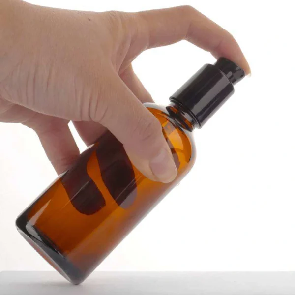 glass amber pump bottle