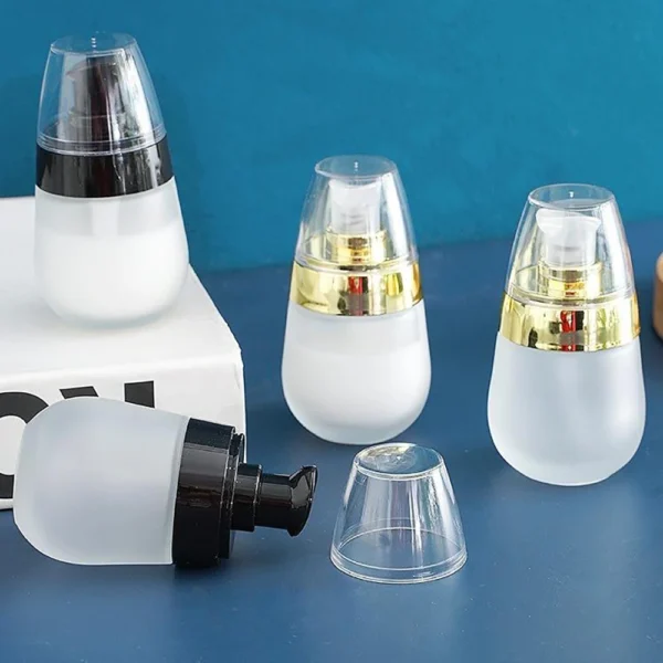 glass bottles with pumps