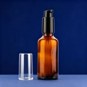 glass amber pump bottle