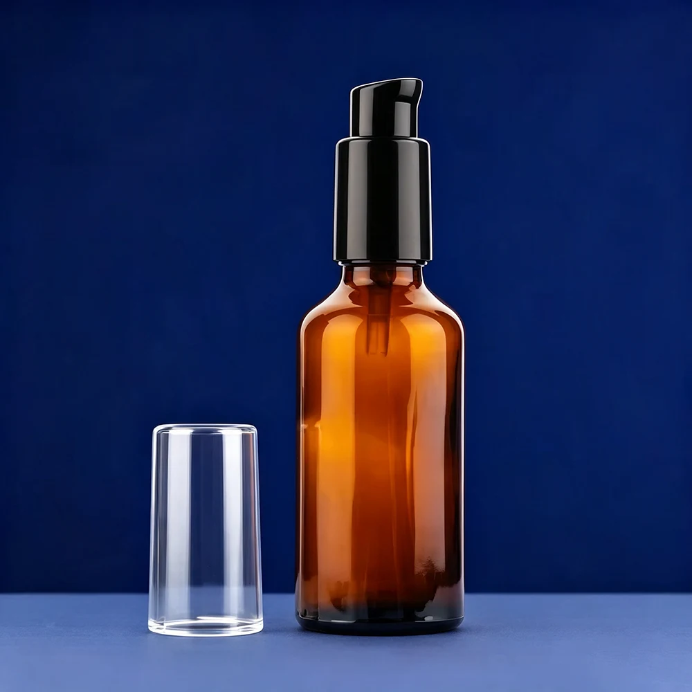 glass amber pump bottle